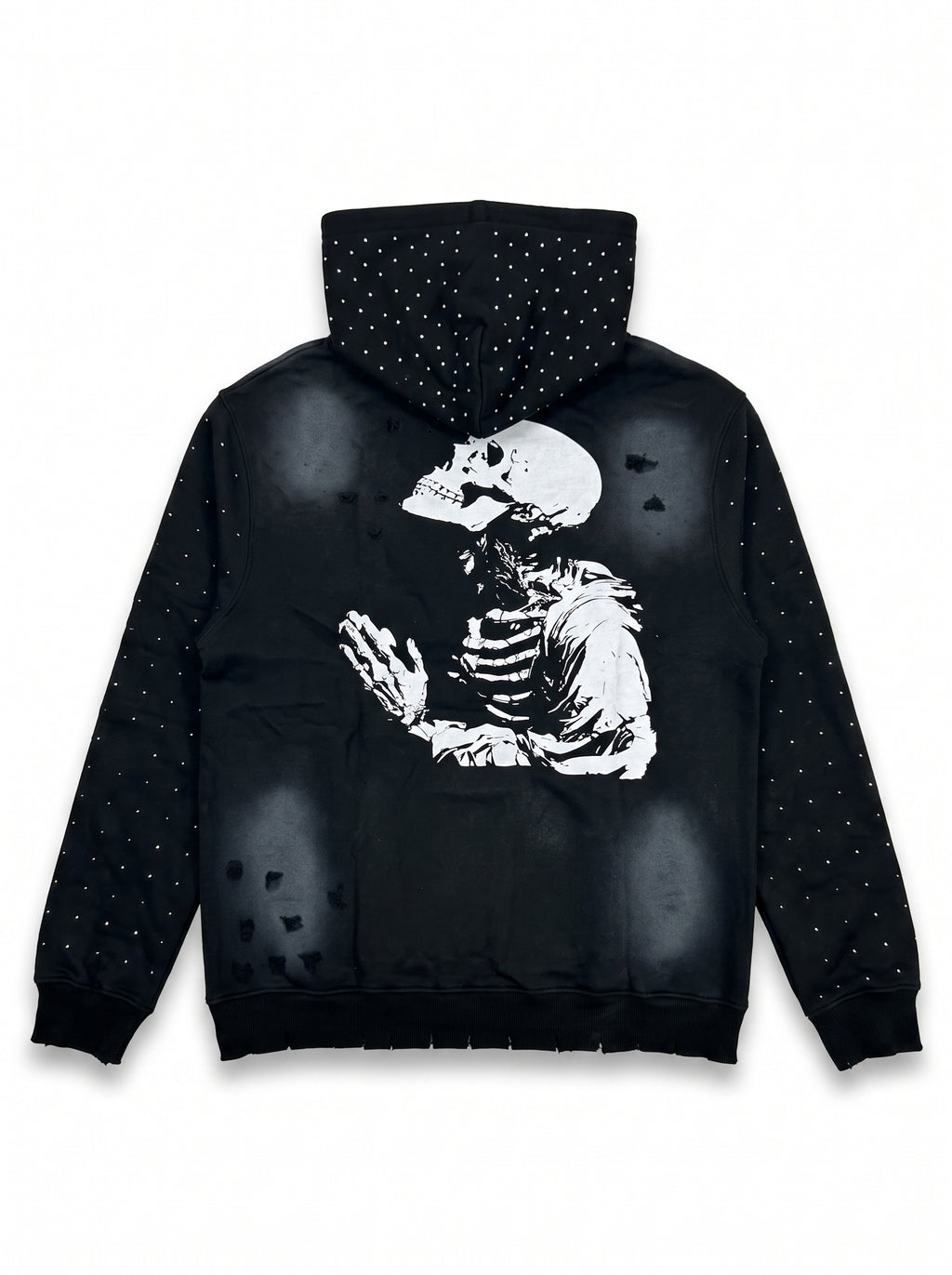 Rhinestone Distressed Hoodie