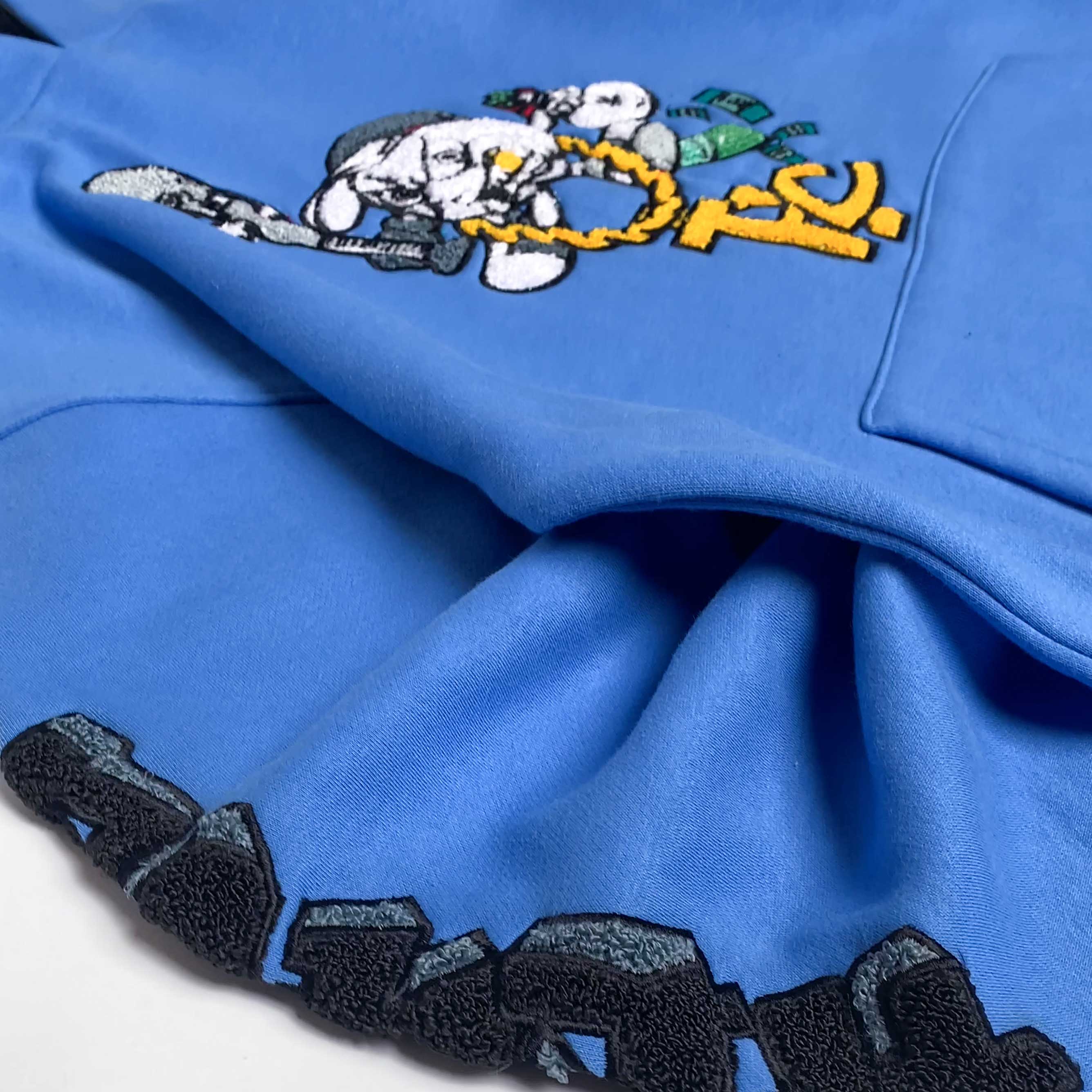 Blue Graphic Pullover Hoodie