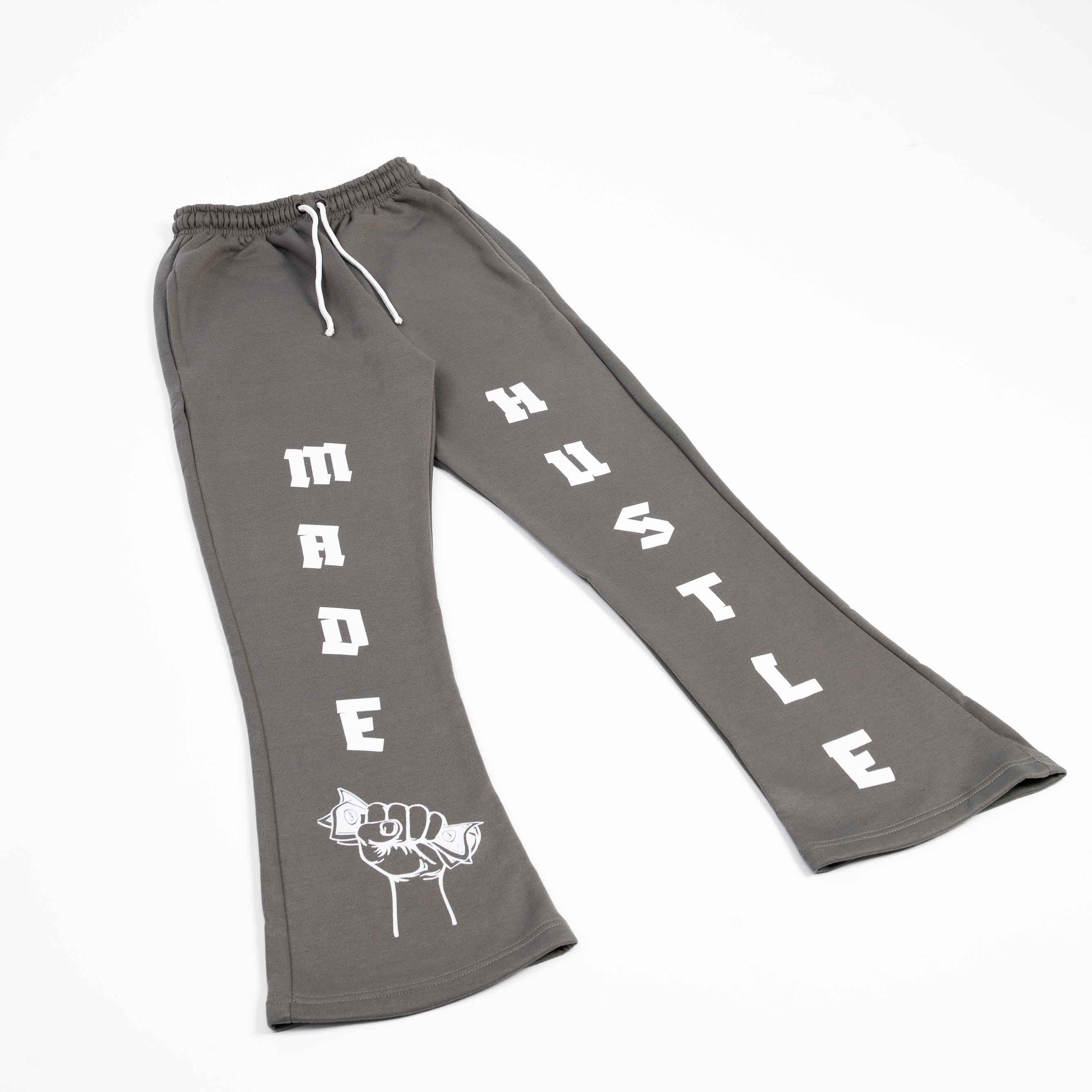 HUSTLE MADE  FLARES - Grey