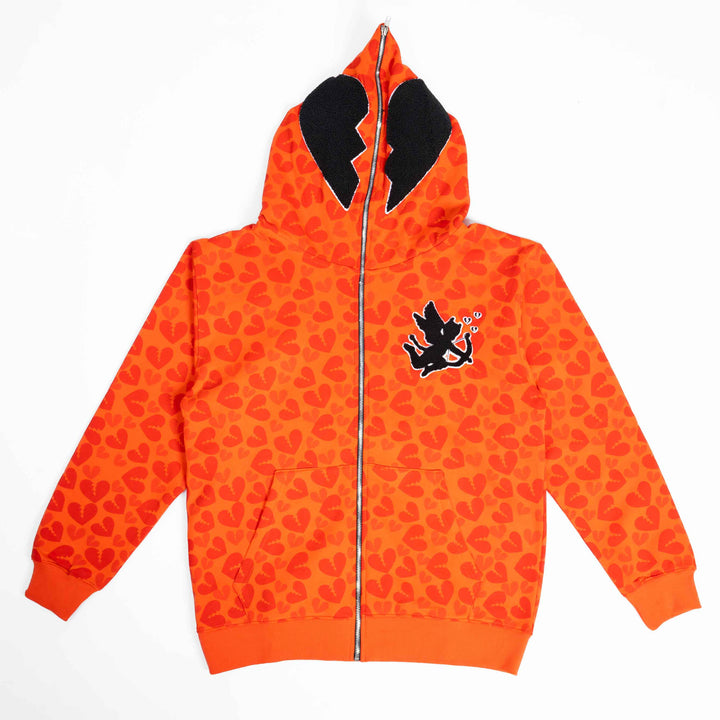 Scarlet Stitch Zip Hoodie - Orange