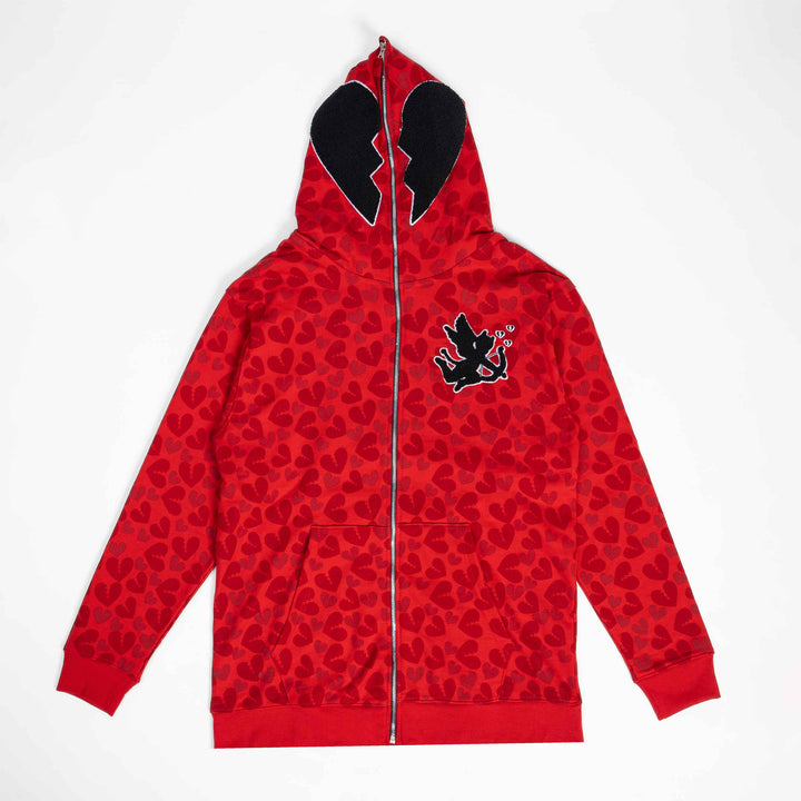 Scarlet Stitch Zip Hoodie - Red -