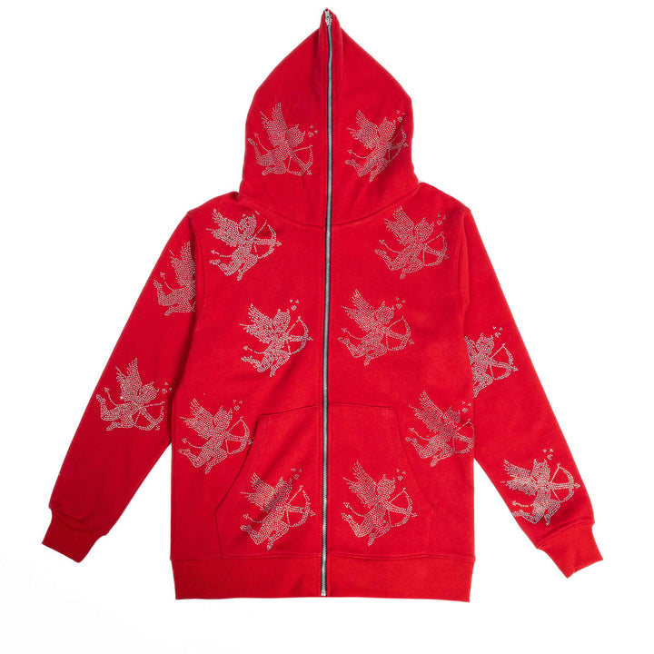 Scarlet Stitch Zip Hoodie - Red