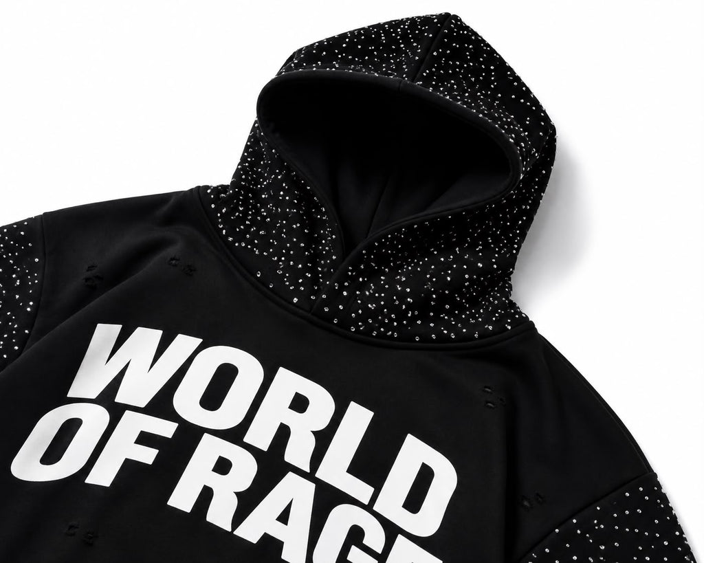 Rhinestone Distressed Hoodie