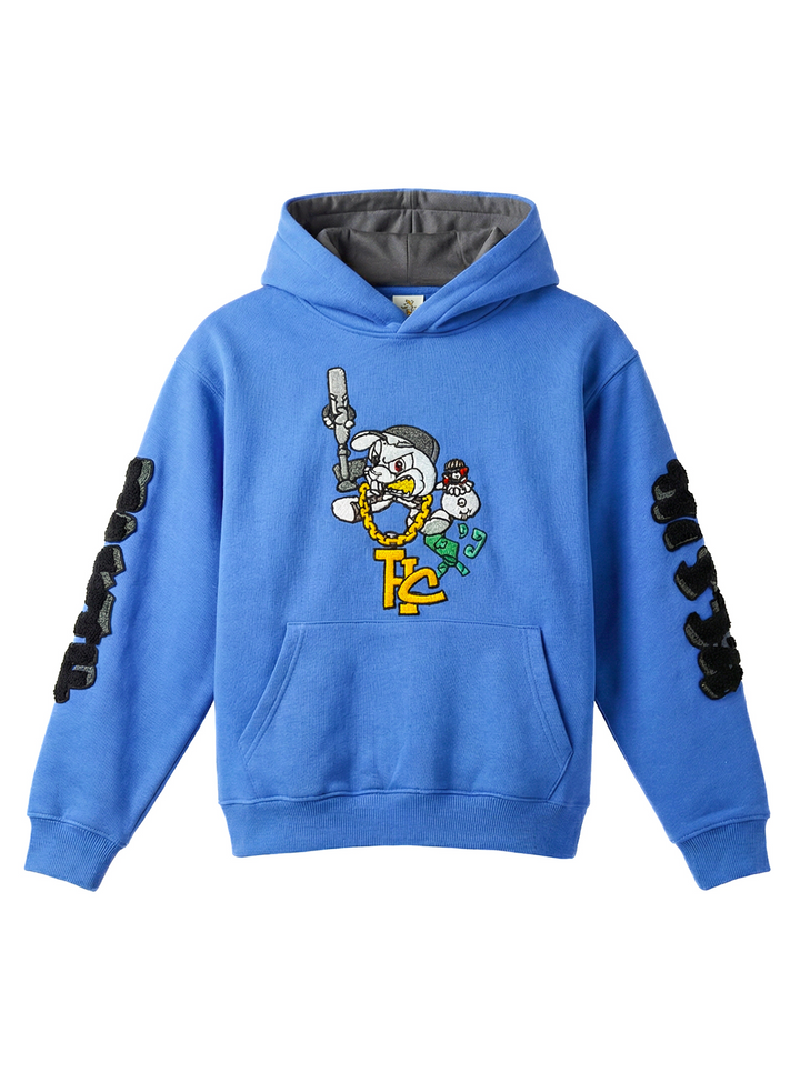 Blue Graphic Pullover Hoodie